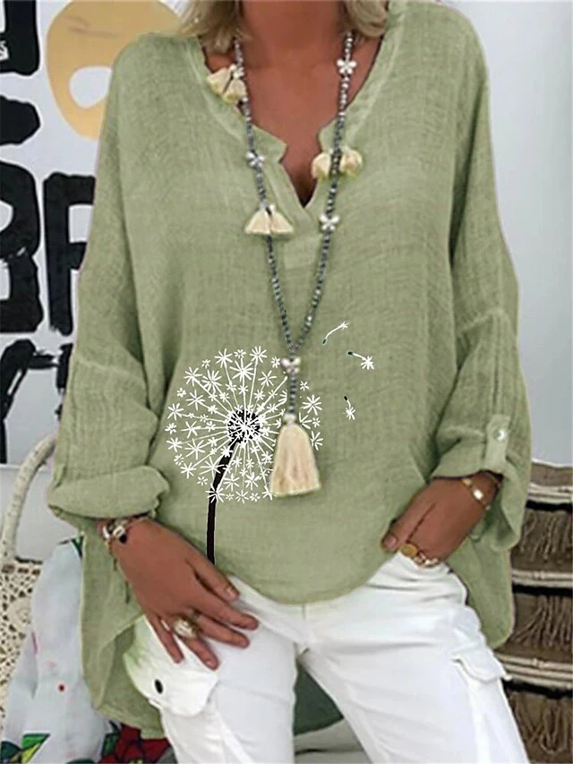 Women's Loungewear Top Flower Fashion Casual Street Date Airport Linen Breathable V Wire Long Sleeve Backless Summer Spring Pink Navy Blue 1 Women's Loungewear Top Flower Fashion Casual Street Date Airport Linen Breathable V Wire Long Sleeve Backless Summer Spring Pink Navy Blue