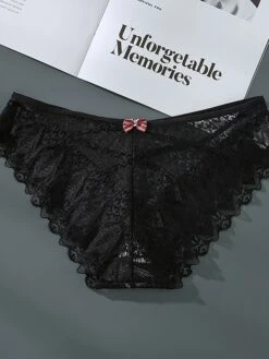 Women's Sexy Panties Brief Underwear 1pc / Pack Underwear Sexy Criss Cross Bow Hole Lace Nylon Mid Waist Sexy Black Khaki Red S M L -Deals The Sexy Bra Store rbwmkx1660292191785