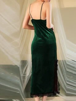 Women's Pajamas Nightgown Nightshirt Dress Pure Color Fashion Hot Comfort Party Xmas Home Christmas Lace Breathable Straps Sleeveless Backless Fall Winter Wine Royal Blue -Deals The Sexy Bra Store rdyymq1694742388804