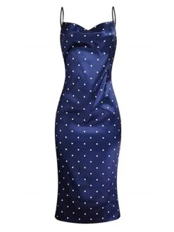 Women's Pajamas Nightgown Nightshirt Dress Leopard Dot Fashion Casual Soft Home Daily Bed Satin Breathable Straps Sleeveless Spring Fall Pink Navy Blue -Deals The Sexy Bra Store reaner1693467373761