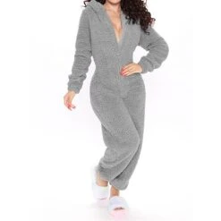 Women's Onesie Pure Color Plush Casual Comfort Home Daily Bed Sherpa Warm Hoodie Long Sleeve Fall Winter Black Pink -Deals The Sexy Bra Store rfhoxs1697188977798