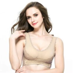 Women's Oversized Lace Sports Bras Cross Front Side Buckle Wire Free Bra Yoga Workout Activewear -Deals The Sexy Bra Store riqprc1649319856501