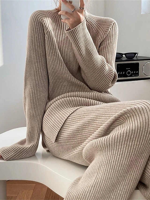 Women's Lounge Sets Sweater Sets Pure Color Fashion Casual Comfort Home Street Daily Polyester Breathable Crew Neck Long Sleeve Sweater Pant Fall Winter Black Blue 15 Women's Lounge Sets Sweater Sets Pure Color Fashion Casual Comfort Home Street Daily Polyester Breathable Crew Neck Long Sleeve Sweater Pant Fall Winter Black Blue - Image 15