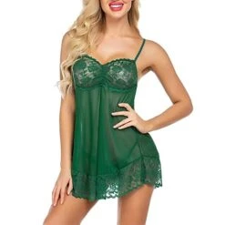 Women's Babydoll & Slips Suits Chemises & Negligees Jacquard Solid Colored Spandex Strap Mesh Lace Spring Summer Green White / Hook & Eye / Erotic -Deals The Sexy Bra Store rkroai1639472310388