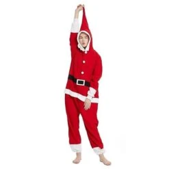 Women's Christmas Onesie Pajama Santa Claus Snowman Plush Comfort Oversized Xmas Polar Fleece Warm Hoodie Long Sleeve Fall Winter Santa Claus Snowman
