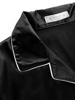 Women's Satin Silk Lounge Sets Satin Pajama Sets Pure Color Fashion Casual Comfort Home Daily Bed Satin Breathable Lapel Long Sleeve Shirt Pant Button Pocket Summer Fall Black White -Deals The Sexy Bra Store rlnhxm1689581315533