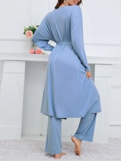 Women's Pajamas Sets 3 Pieces Pure Color Fashion Plush Casual Home Daily Bed Linen Breathable Crew Neck Long Sleeve Robe Top Pant Pocket Fall Winter Black Blue 19 Women's Pajamas Sets 3 Pieces Pure Color Fashion Plush Casual Home Daily Bed Linen Breathable Crew Neck Long Sleeve Robe Top Pant Pocket Fall Winter Black Blue -Deals The Sexy Bra Store rmalpl1694417596733