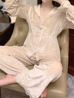 Women's Pajamas Sets Pure Color Casual Comfort Soft Home Daily Bed Velvet Breathable Lapel Long Sleeve Shirt Pant Button Fall Winter Pink Beige 14 Women's Pajamas Sets Pure Color Casual Comfort Soft Home Daily Bed Velvet Breathable Lapel Long Sleeve Shirt Pant Button Fall Winter Pink Beige -Deals The Sexy Bra Store rmgcpi1697161961836