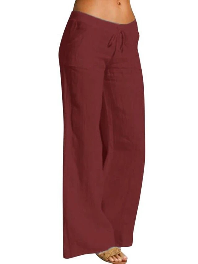 Women's Loungewear Pants Pure Color Simple Casual Comfort Home Daily Vacation Cotton Breathable Pant Pocket Elastic Waist Summer Spring Black White 8 Women's Loungewear Pants Pure Color Simple Casual Comfort Home Daily Vacation Cotton Breathable Pant Pocket Elastic Waist Summer Spring Black White - Image 8