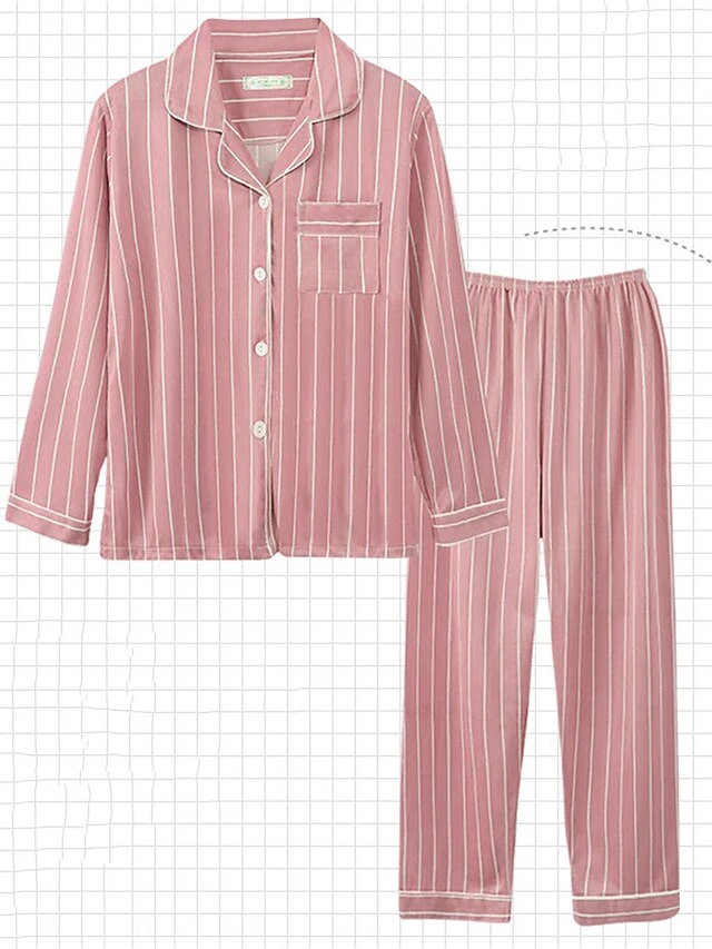 Women's Pajamas Pajama Top And Pant Sets Bear Dot Fashion Casual Soft Home Daily Bed Polyester Breathable Lapel Short Sleeve Shirt Pant Button Pocket Summer Spring Light Pink White Powder 4 Women's Pajamas Pajama Top And Pant Sets Bear Dot Fashion Casual Soft Home Daily Bed Polyester Breathable Lapel Short Sleeve Shirt Pant Button Pocket Summer Spring Light Pink White Powder - Image 4