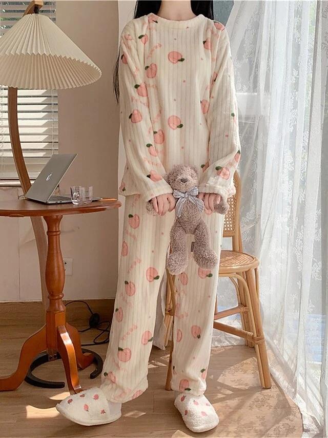 Women's Loungewear Sets 2 Pieces Bear Peach Fashion Casual Comfort Street Daily Date Polyester Warm Crew Neck Long Sleeve Pant Fall Winter Lotus Pink Black 18 Women's Loungewear Sets 2 Pieces Bear Peach Fashion Casual Comfort Street Daily Date Polyester Warm Crew Neck Long Sleeve Pant Fall Winter Lotus Pink Black - Image 18