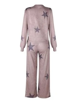 Women's Pajamas Sets Dress Nighty 2 Pieces Star Comfort Home Daily Polyester Breathable Crew Neck Long Sleeve Adjustable Belt Included Winter Fall Light Brown Brown / Drawstring / Pjs -Deals The Sexy Bra Store rsvzqp1620208329644