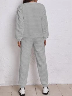 Women's Plus Size Loungewear Sets Pure Color Fashion Casual Comfort Home Street Daily Polyester Breathable Crew Neck Long Sleeve Hoodie Pant Fall Winter Black White -Deals The Sexy Bra Store ruigtl1694605403772