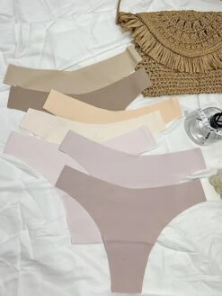 3Pcs Sets Women's Panties Set Thin Thongs & G-Strings, Seamless Low Waist Panties Random Color