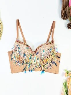 Women's Rhinestone Corset Bustier Feather Undergarments Home Daily Bed Polyester Breathable Straps Sleeveless Backless Summer Spring Black White -Deals The Sexy Bra Store rzekag1696315675422