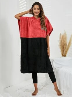 Women's Robes Gown Pure Color Comfort Home Polyester Comfort Short Sleeve Pullover Pocket Hoodie Summer Red Blue -Deals The Sexy Bra Store sanvei1690446014117