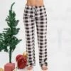 Women's Christmas Cotton Jersey Women Plaid Pajama Pants Sleepwear