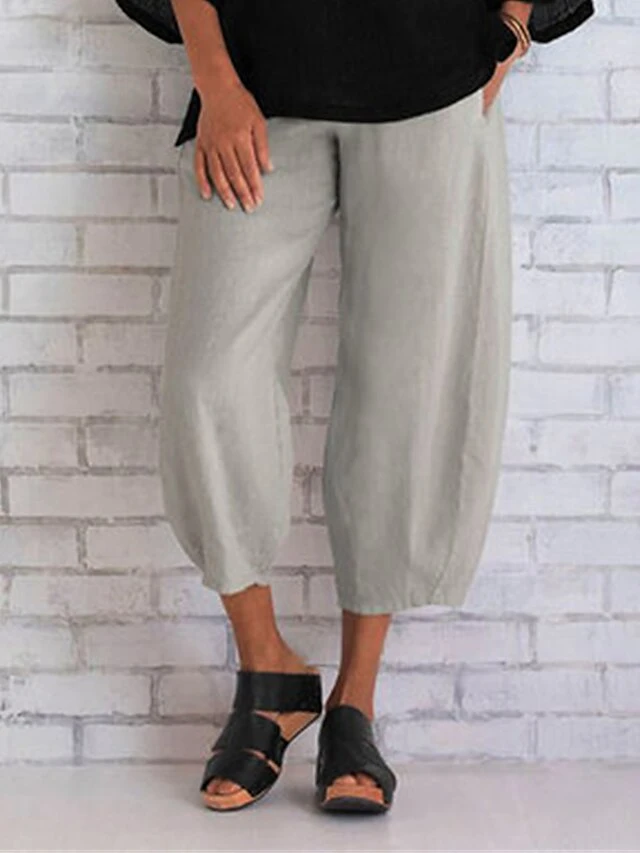 Women's Plus Size Loungewear Pants Lounge Pants Pure Color Simple Casual Comfort Home Daily Vacation Polyester Breathable Pant Pocket Summer Spring Black Khaki 2 Women's Plus Size Loungewear Pants Lounge Pants Pure Color Simple Casual Comfort Home Daily Vacation Polyester Breathable Pant Pocket Summer Spring Black Khaki - Image 2