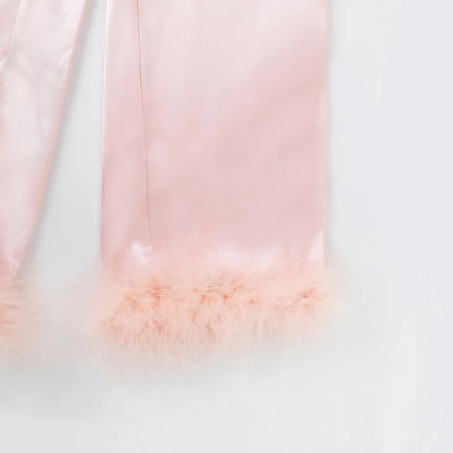 Women's Gift Loungewear Pajamas Sets Home Party Valentine's Day Feather Pure Color Silk Simple Soft Shirt Pant Fall Spring Summer Lapel Long Sleeve Long Pant Buckle Pocket 9 Women's Gift Loungewear Pajamas Sets Home Party Valentine's Day Feather Pure Color Silk Simple Soft Shirt Pant Fall Spring Summer Lapel Long Sleeve Long Pant Buckle Pocket - Image 9