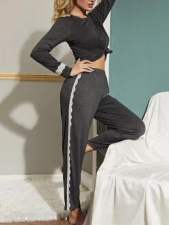 Women's Loungewear Sets Patchwork Fashion Comfort Soft Home Daily Bed Polyester Warm Breathable Crew Neck Long Sleeve Pullover Pant Fall Winter Dark Gray 9 Women's Loungewear Sets Patchwork Fashion Comfort Soft Home Daily Bed Polyester Warm Breathable Crew Neck Long Sleeve Pullover Pant Fall Winter Dark Gray -Deals The Sexy Bra Store sflvwo1693986227761
