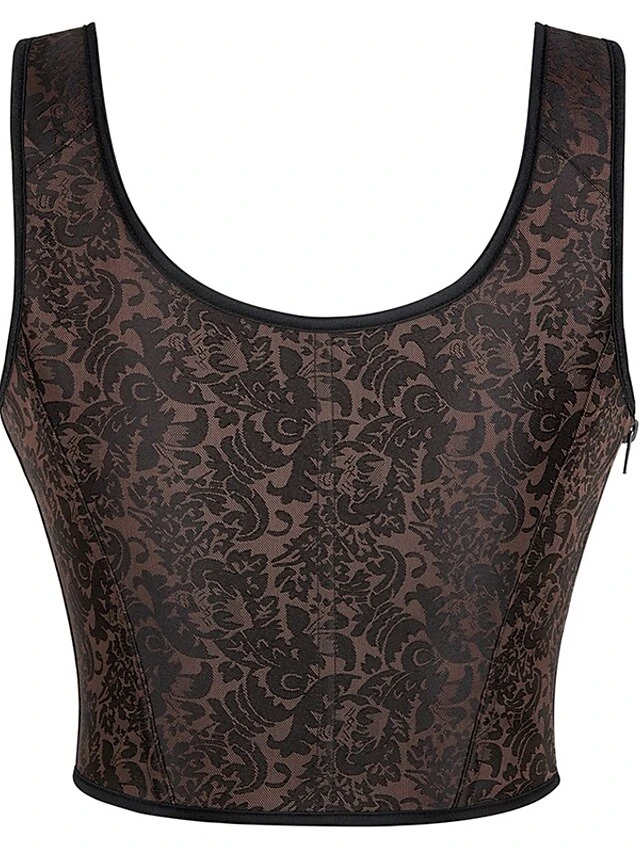 Corset Women's Corsets Halloween Prom Party & Evening Club Brown Sexy Overbust Corset Lace Up Backless Tummy Control Print Flower Summer Spring 10 Corset Women's Corsets Halloween Prom Party & Evening Club Brown Sexy Overbust Corset Lace Up Backless Tummy Control Print Flower Summer Spring - Image 10