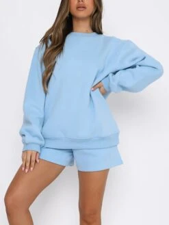 Women's Lounge Sets 2 Pcs Sweatshirt And Shorts Pure Color Fashion Casual Comfort Street Daily Date Polyester Breathable Crew Neck Long Sleeve Shorts Fall Winter Black Blue 26 Women's Lounge Sets 2 Pcs Sweatshirt And Shorts Pure Color Fashion Casual Comfort Street Daily Date Polyester Breathable Crew Neck Long Sleeve Shorts Fall Winter Black Blue -Deals The Sexy Bra Store shjlgc1691566020665