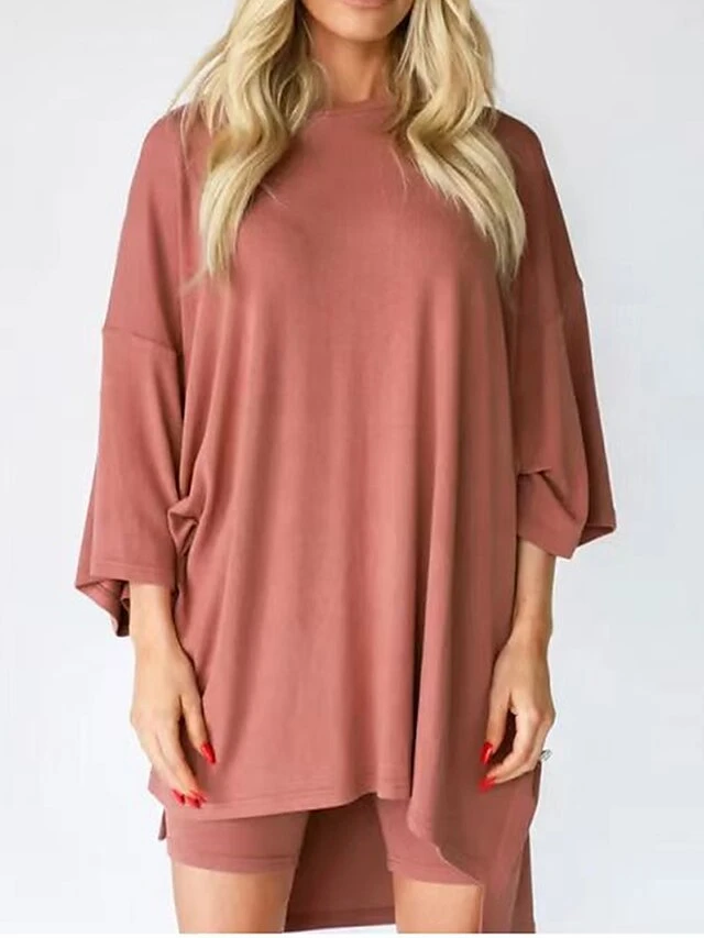 Women's Plus Size Loungewear Sets 2 Pieces Pure Color Fashion Casual Comfort Street Daily Date Polyester Breathable Crew Neck Long Sleeve Shorts Summer Fall Black Light Green 6 Women's Plus Size Loungewear Sets 2 Pieces Pure Color Fashion Casual Comfort Street Daily Date Polyester Breathable Crew Neck Long Sleeve Shorts Summer Fall Black Light Green - Image 6