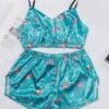 Ladies Sexy Home Furnishing Separated Shiny Cloth Pajama Set