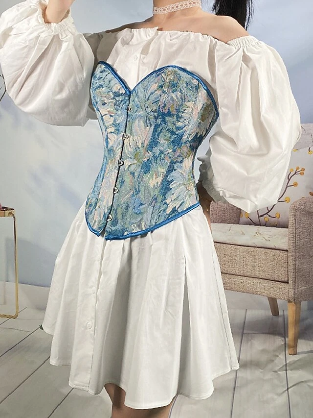 Women's Shapewear Waist Trainer Body Shaper Flower Fashion Retro Hot Party Halloween Masquerade Polyester Breathable Bandeau Sleeveless Adjustable Summer Spring Sunflower Black 6 Women's Shapewear Waist Trainer Body Shaper Flower Fashion Retro Hot Party Halloween Masquerade Polyester Breathable Bandeau Sleeveless Adjustable Summer Spring Sunflower Black - Image 6