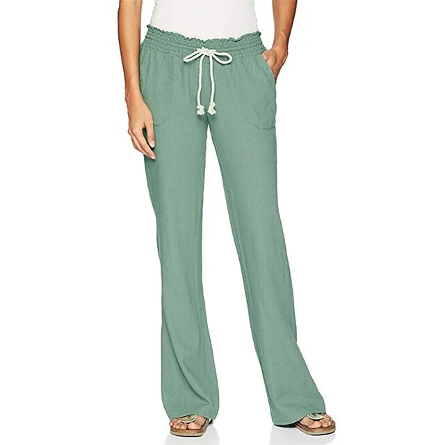 Women's Loungewear Bottom Nighty Pure Color Simple Comfort Sport Home Street Daily Cotton And Linen Breathable Gift Long Pant Elastic Waist Spring Summer White Black 6 Women's Loungewear Bottom Nighty Pure Color Simple Comfort Sport Home Street Daily Cotton And Linen Breathable Gift Long Pant Elastic Waist Spring Summer White Black - Image 6