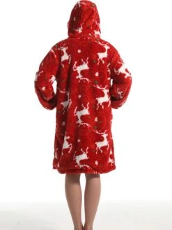 Women's Hoodie Zip Up Robe Elk Plush Casual Comfort Xmas Home Christmas Daily Flannel Warm Breathable Hoodie Long Sleeve Pocket Fall Winter Red -Deals The Sexy Bra Store smbrgm1695373716314