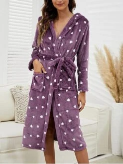 Women's Pajamas Bathrobe Heart Warm Plush Casual Home Daily Bed Flannel Warm Hoodie Long Sleeve Pocket Belt Included Fall Winter Pink Purple 15 Women's Pajamas Bathrobe Heart Warm Plush Casual Home Daily Bed Flannel Warm Hoodie Long Sleeve Pocket Belt Included Fall Winter Pink Purple -Deals The Sexy Bra Store smojgx1695023685376