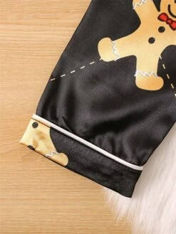 Women's Christmas Pajamas Sets Cartoon Color Combo Simple Casual Comfort Home Bed Satin Breathable Lapel Long Sleeve Shirt Pant Button Pocket Fall Winter Black -Deals The Sexy Bra Store smvoib1696751805550