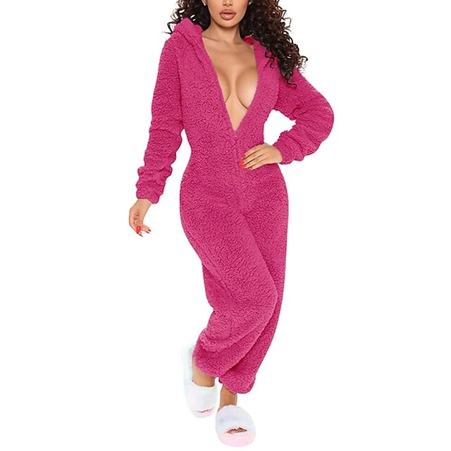 Women's Flannel Onesies Pajama For Adult Jumpsuits Nighty Pure Color Simple Comfort Party Home ChristmasWarm Gift Hoodie Long Sleeve Fall Winter Black 20 Women's Flannel Onesies Pajama For Adult Jumpsuits Nighty Pure Color Simple Comfort Party Home ChristmasWarm Gift Hoodie Long Sleeve Fall Winter Black - Image 20