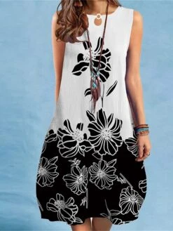 Women's Plus Size Loungewear Nightgown Nightshirt Dress Butterfly Flower Fashion Casual Home Street Date Polyester Breathable Crew Neck Sleeveless Summer Spring Black White -Deals The Sexy Bra Store soatxc1679451569665