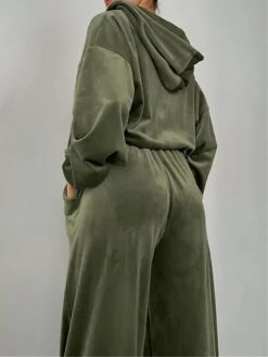 Women's Loungewear Sets Pure Color Fashion Plush Comfort Home Street Daily Coral Fleece Coral Velvet Breathable Hoodie Long Sleeve Pant Pocket Fall Winter Wine Army Green -Deals The Sexy Bra Store soqwmm1696751777355