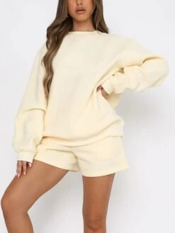 Women's Lounge Sets 2 Pcs Sweatshirt And Shorts Pure Color Fashion Casual Comfort Street Daily Date Polyester Breathable Crew Neck Long Sleeve Shorts Fall Winter Black Blue 25 Women's Lounge Sets 2 Pcs Sweatshirt And Shorts Pure Color Fashion Casual Comfort Street Daily Date Polyester Breathable Crew Neck Long Sleeve Shorts Fall Winter Black Blue -Deals The Sexy Bra Store soxshh1691566019762