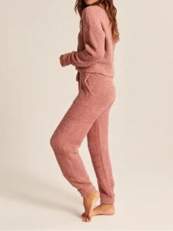 Women's Pajamas Sets Pure Color Warm Fashion Casual Home Daily Bed Polyester Breathable Crew Neck Long Sleeve Pant Fall Winter White Pink -Deals The Sexy Bra Store sqtdvv1692348322431