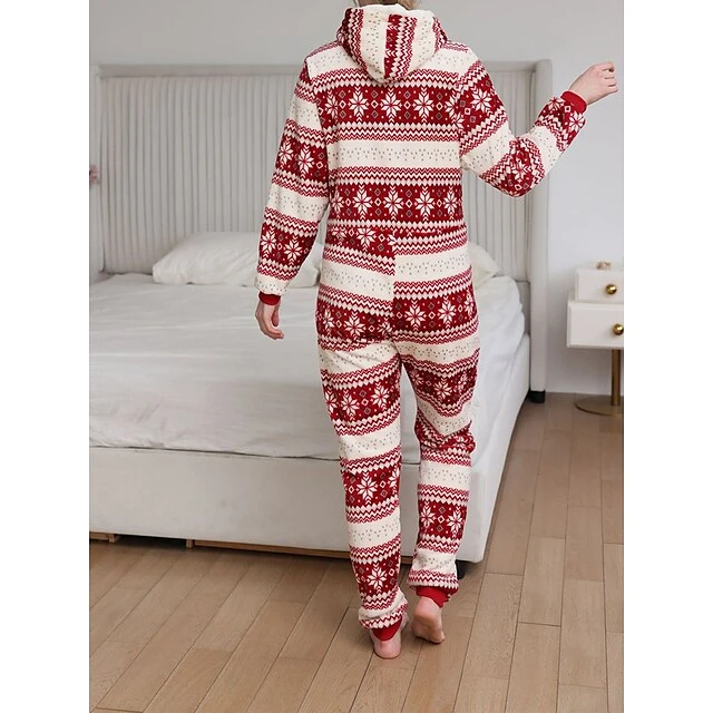 Women's Pajamas Jumpsuit Elk Snowflake Warm Fashion Casual Xmas Home Christmas Daily Polyester Breathable Hoodie Long Sleeve Pocket Fall Winter Black White 2 Women's Pajamas Jumpsuit Elk Snowflake Warm Fashion Casual Xmas Home Christmas Daily Polyester Breathable Hoodie Long Sleeve Pocket Fall Winter Black White - Image 2
