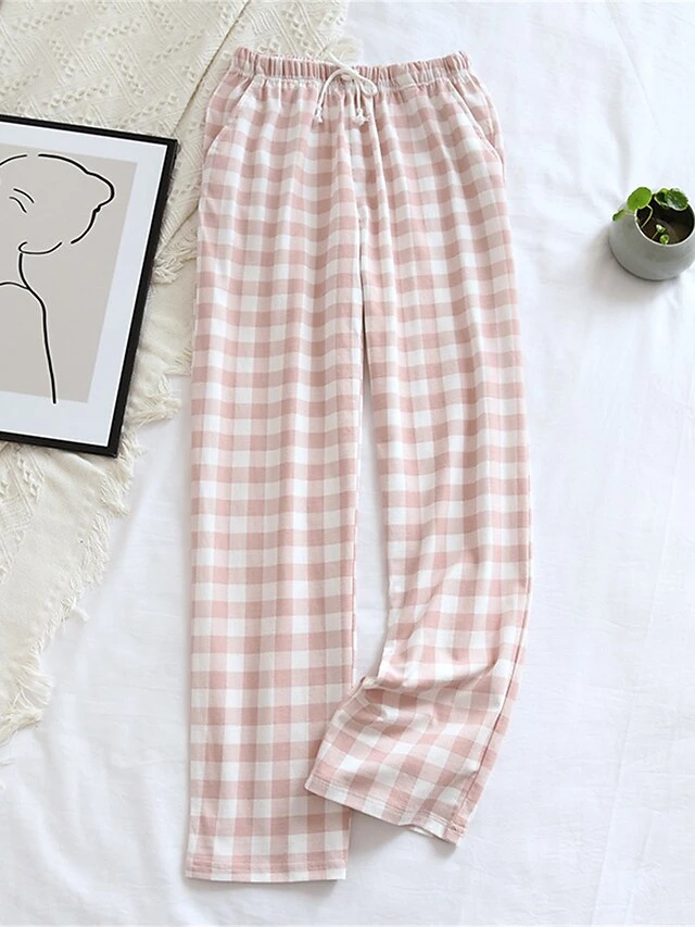 Women's Xmas Loungewear Pants Grid / Plaid Basic Casual Comfort Christmas Cotton Breathable Pant Elastic Waist Fall Winter Black Pink 3 Women's Xmas Loungewear Pants Grid / Plaid Basic Casual Comfort Christmas Cotton Breathable Pant Elastic Waist Fall Winter Black Pink - Image 3