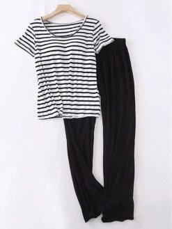 Women's 2 Piece Pajama Setswith Chest Pad Long Sleeve Stripe Shirt And Pants Crew Neck Spring Autumn Pink Blue 16 Women's 2 Piece Pajama Setswith Chest Pad Long Sleeve Stripe Shirt And Pants Crew Neck Spring Autumn Pink Blue -Deals The Sexy Bra Store stwkxu1685952642173