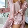 Women's Pajamas Sets Pure Color Fashion Comfort Soft Home Daily Bed Satin Breathable Straps Short Pant Strap Top Shorts Elastic Waist Fall Winter Pink Red