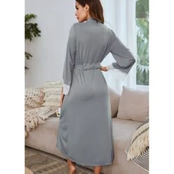 Women's Robes Gown Bathrobes Nighty 1 PCS Print Casual Comfort Everyday Party Home Wedding Party Satin Gift Print Belt Included Winter Fall Wine Gray / Silk / Spa -Deals The Sexy Bra Store suqzif1630554288960