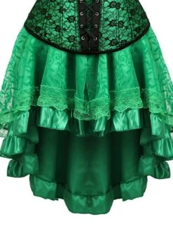 Corset Women's Control Slips Corsets Halloween Prom Party & Evening Club Green Spandex Gothic Sexy Corset Set Hook & Eye Backless Tummy Control Lace Flower Fall Winter -Deals The Sexy Bra Store swfpib1663064033800