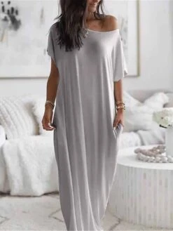 Women's Pajamas Nightgown Dress Pure Color Simple Casual Soft Home Daily Bed Polyester Breathable Short Sleeve Pocket Summer Spring Black White 7 Women's Pajamas Nightgown Dress Pure Color Simple Casual Soft Home Daily Bed Polyester Breathable Short Sleeve Pocket Summer Spring Black White -Deals The Sexy Bra Store swvoxp1679965935852