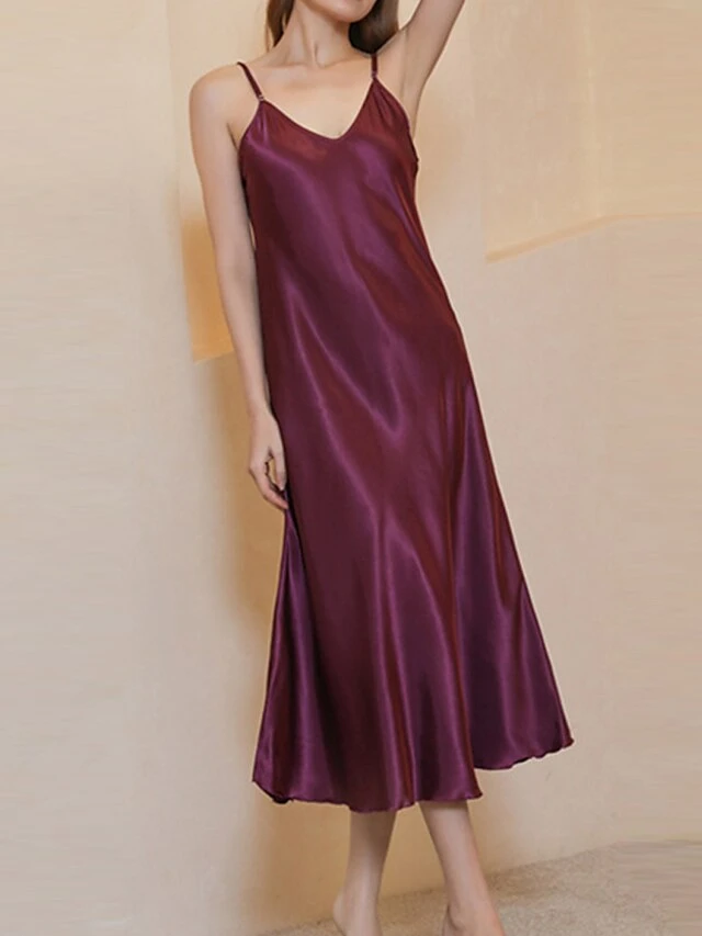 Women's Slip Lingerie Nightgown Nightshirt Dress Pure Color Simple Casual Comfort Home Daily Bed Satin Breathable Straps Sleeveless Fall Winter Black White 20 Women's Slip Lingerie Nightgown Nightshirt Dress Pure Color Simple Casual Comfort Home Daily Bed Satin Breathable Straps Sleeveless Fall Winter Black White - Image 20