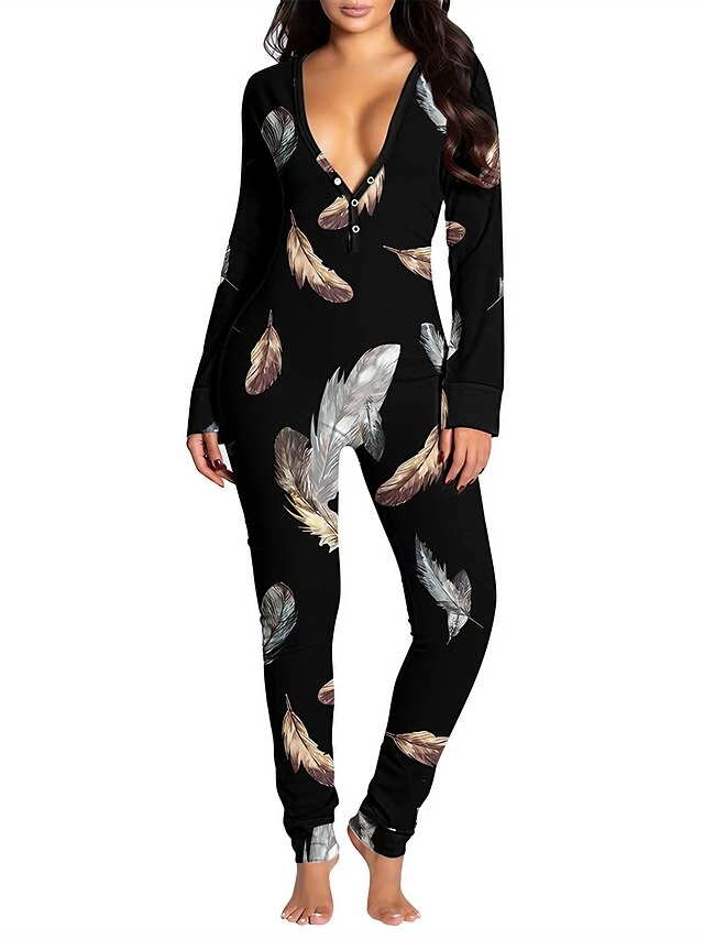 Women's Onesie Pajamas Nighty One Piece Pajama Leopard Star Fashion Comfort Soft Home Daily VacationV Wire Long Sleeve Button Fall Spring Black Pink 1 Women's Onesie Pajamas Nighty One Piece Pajama Leopard Star Fashion Comfort Soft Home Daily VacationV Wire Long Sleeve Button Fall Spring Black Pink