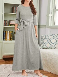 Women's Loungewear Nightgown Nightshirt Dress Pure Color Simple Casual Comfort Home Street Daily Modal Breathable Crew Neck Pocket Fall Winter Gray 9 Women's Loungewear Nightgown Nightshirt Dress Pure Color Simple Casual Comfort Home Street Daily Modal Breathable Crew Neck Pocket Fall Winter Gray -Deals The Sexy Bra Store sxttkm1694742424918
