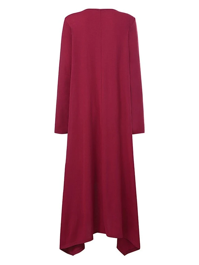 Women's Petite Loungewear Nightgown Nightshirt Dress Pure Color Simple Basic Casual Home Daily Vacation Cotton Blend Breathable Crew Neck Long Sleeve Fall Winter Black Wine 5 Women's Petite Loungewear Nightgown Nightshirt Dress Pure Color Simple Basic Casual Home Daily Vacation Cotton Blend Breathable Crew Neck Long Sleeve Fall Winter Black Wine - Image 5