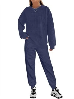 Women's Plus Size Loungewear Sets Pure Color Fashion Casual Comfort Home Street Daily Polyester Breathable Crew Neck Long Sleeve Hoodie Pant Fall Winter Black White -Deals The Sexy Bra Store szxcdp1694605411665